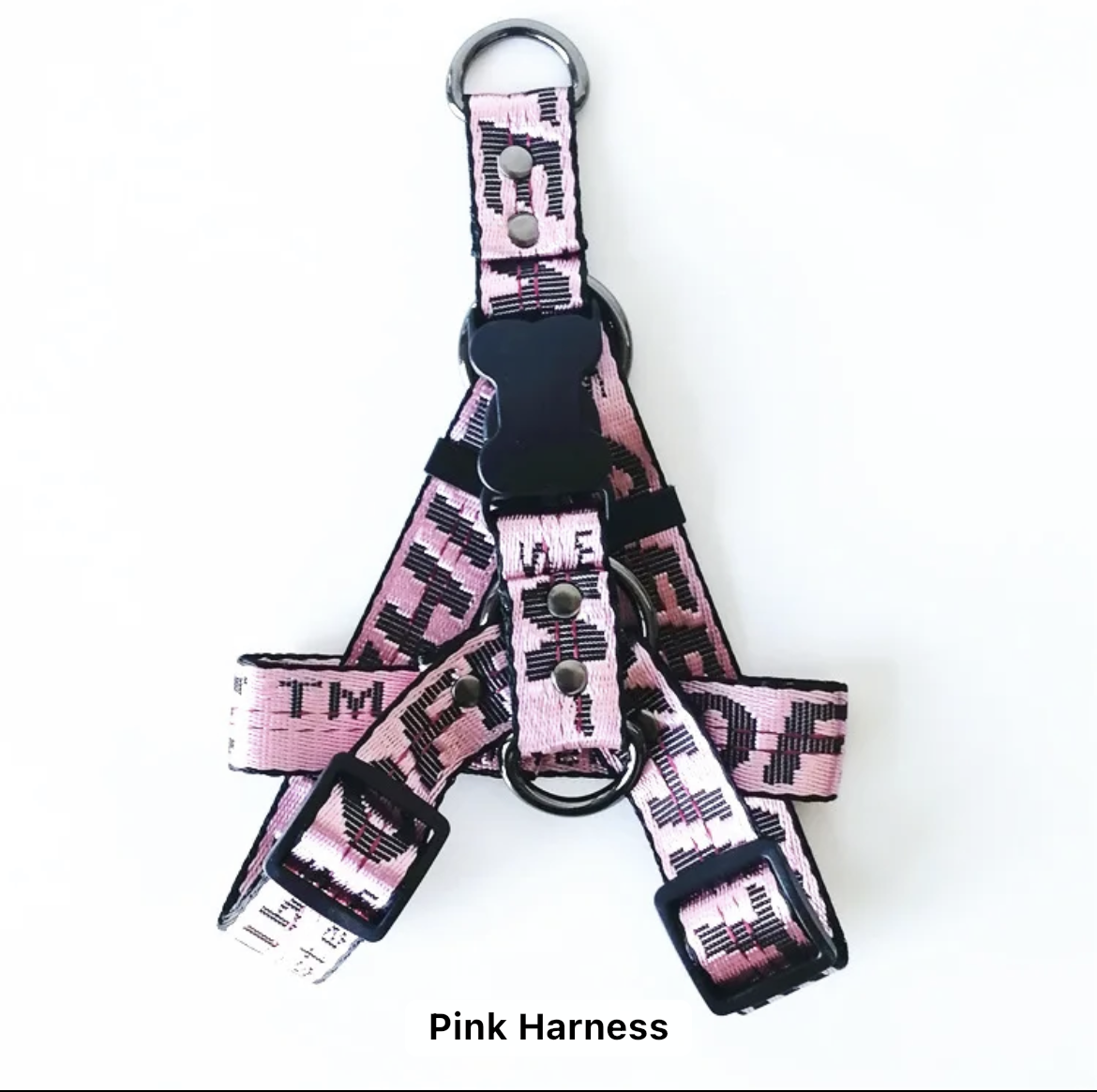 Adjustable Pink Off-White Harness & Leash