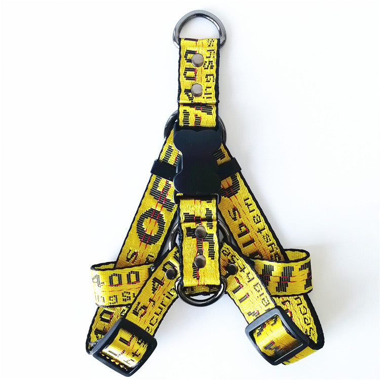 Adjustable Yellow Off-White Harness & Leash