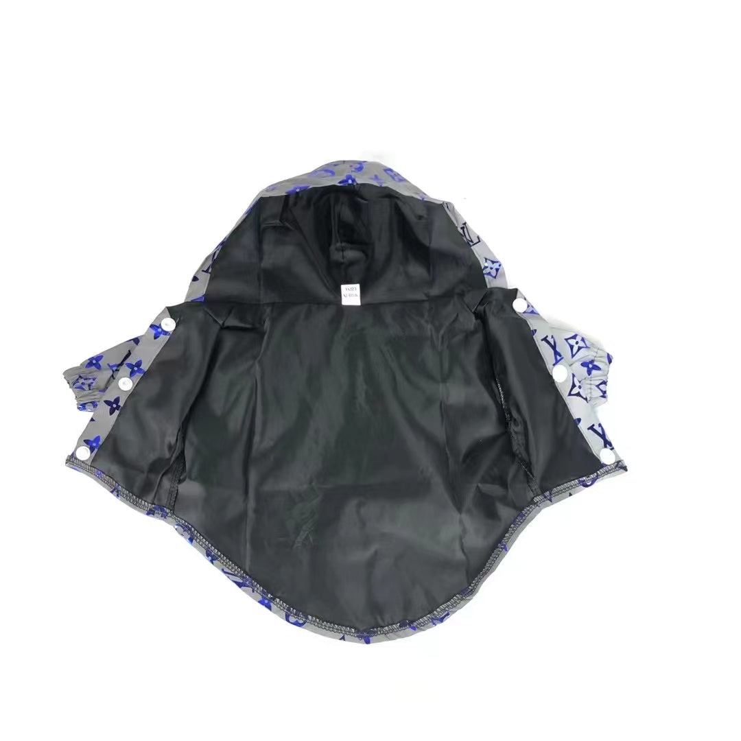 Blue lV Print Reflective Rain Coat