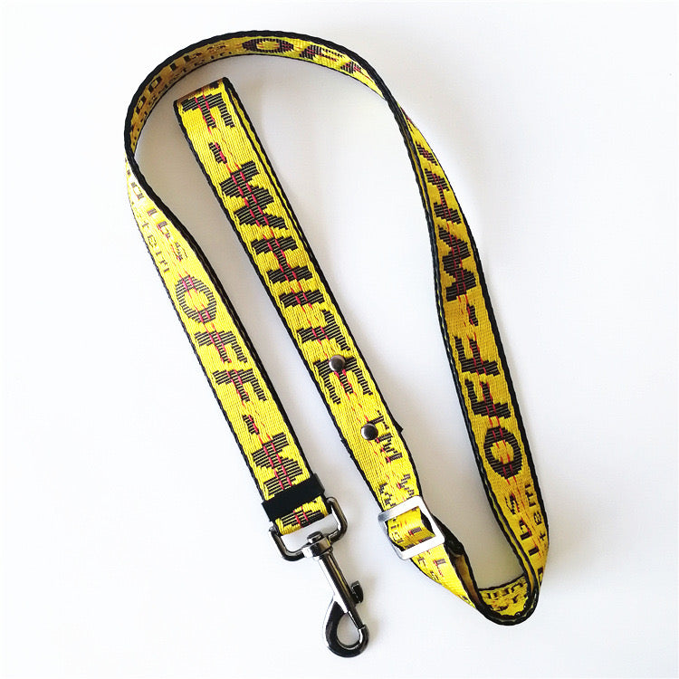 Adjustable Yellow Off-White Harness & Leash